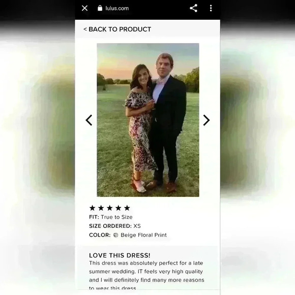 Lulu's She's the One Beige Floral Print Off-The-Shoulder Midi Dress size… - Picture 14 of 15